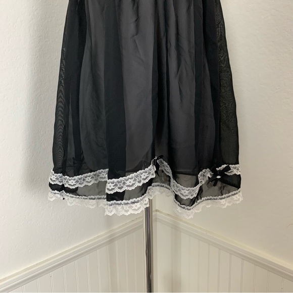 Passion Forever Black Nighty Size Medium French Maid Inspired Bows Coquette - Picture 10 of 17